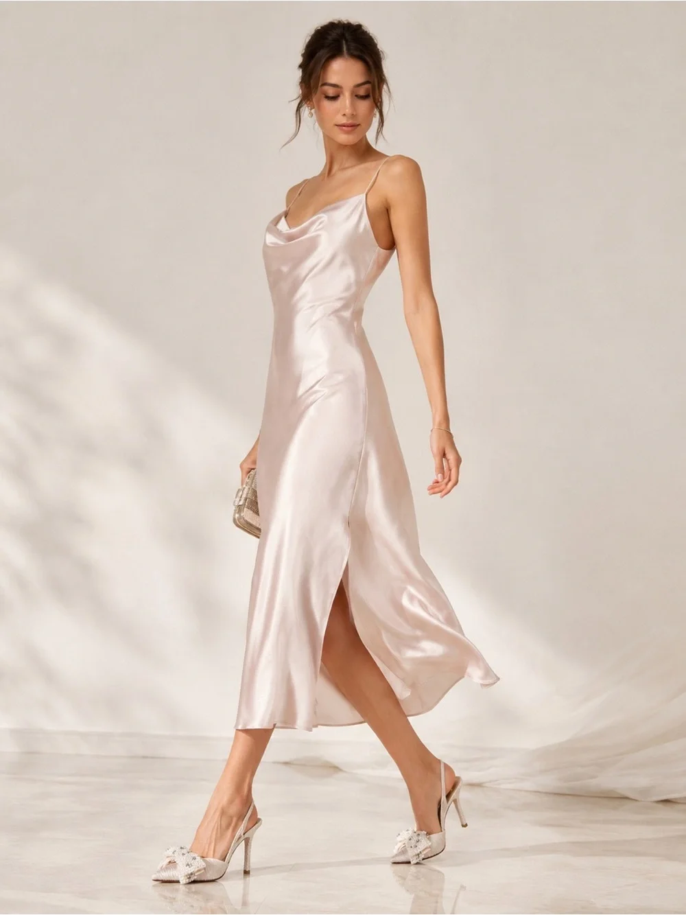 ANTONIO MELANI Pearl-Embellished Ivory Slingback Stilettos